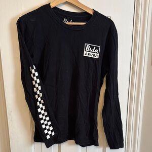 Bula Aruba Surf Shop Vans Checker Arms Black Long Sleeve Shirt